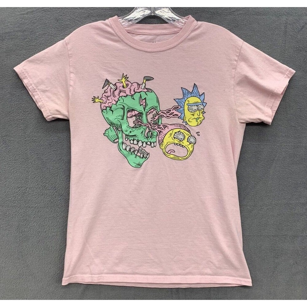 Adult Swim Rick And Morty Graphic Tee T-Shirt Youth Size Small Pink Short Sleeve